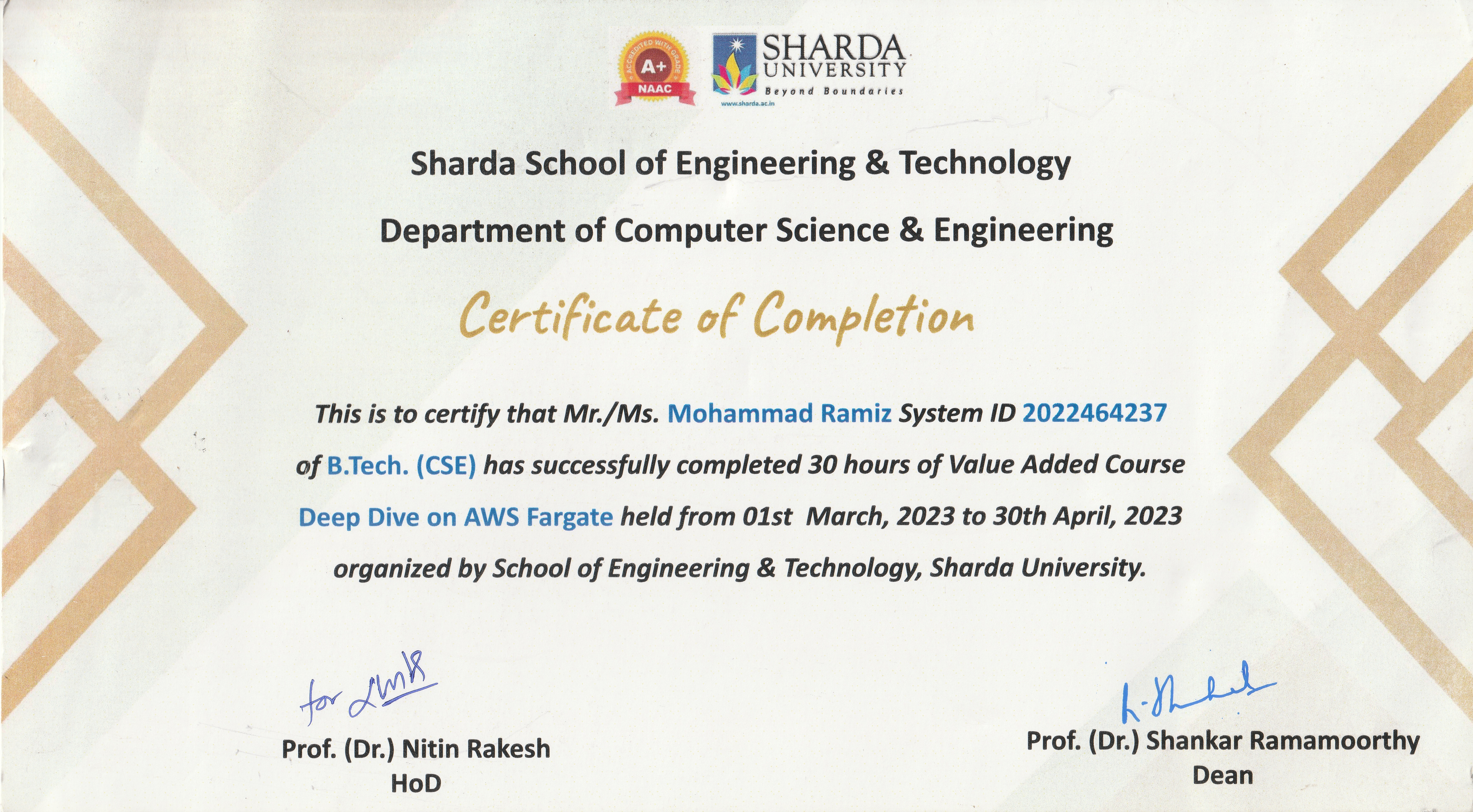 Certificate of Completion