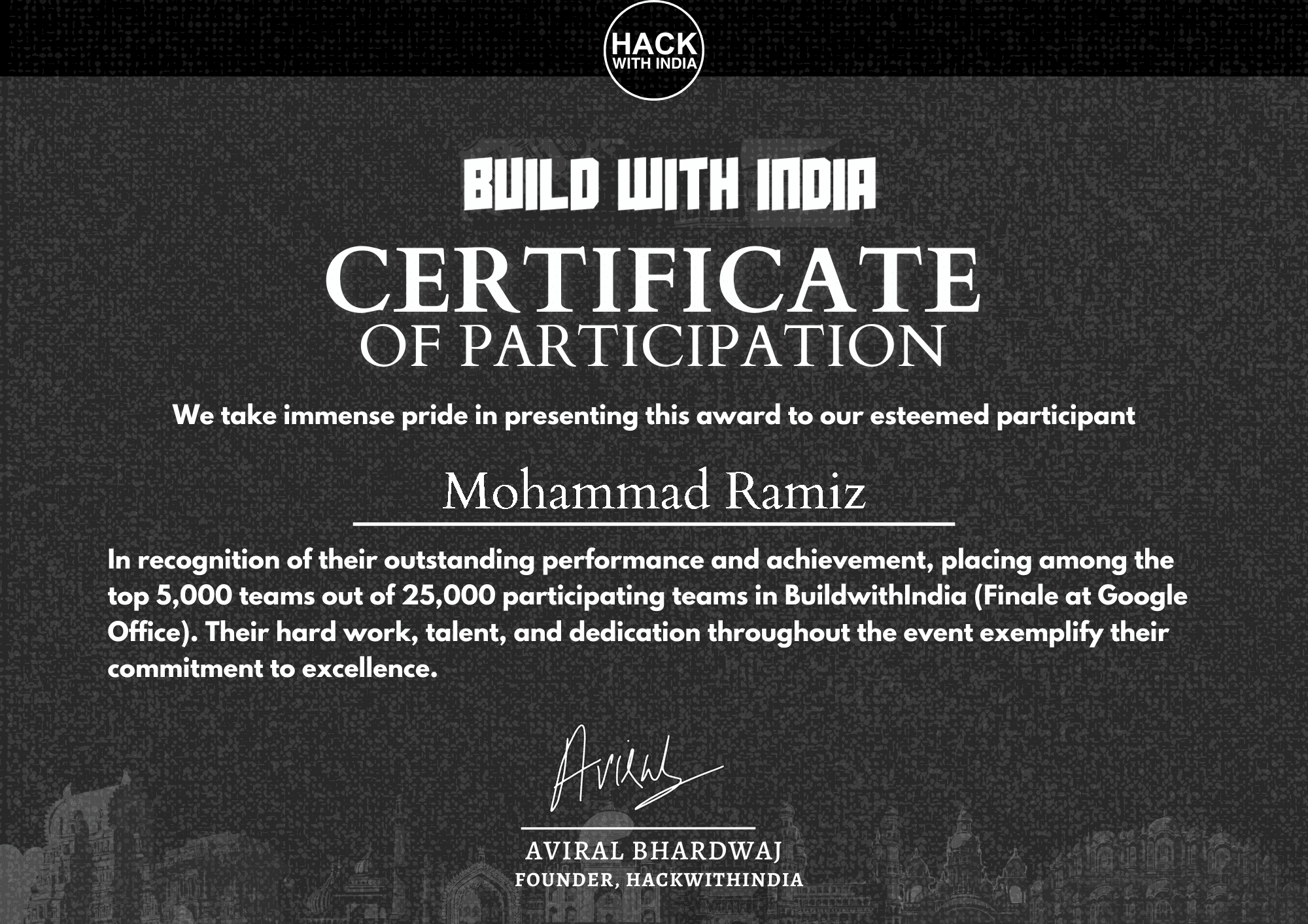 Participant in Hackathon - Build With India