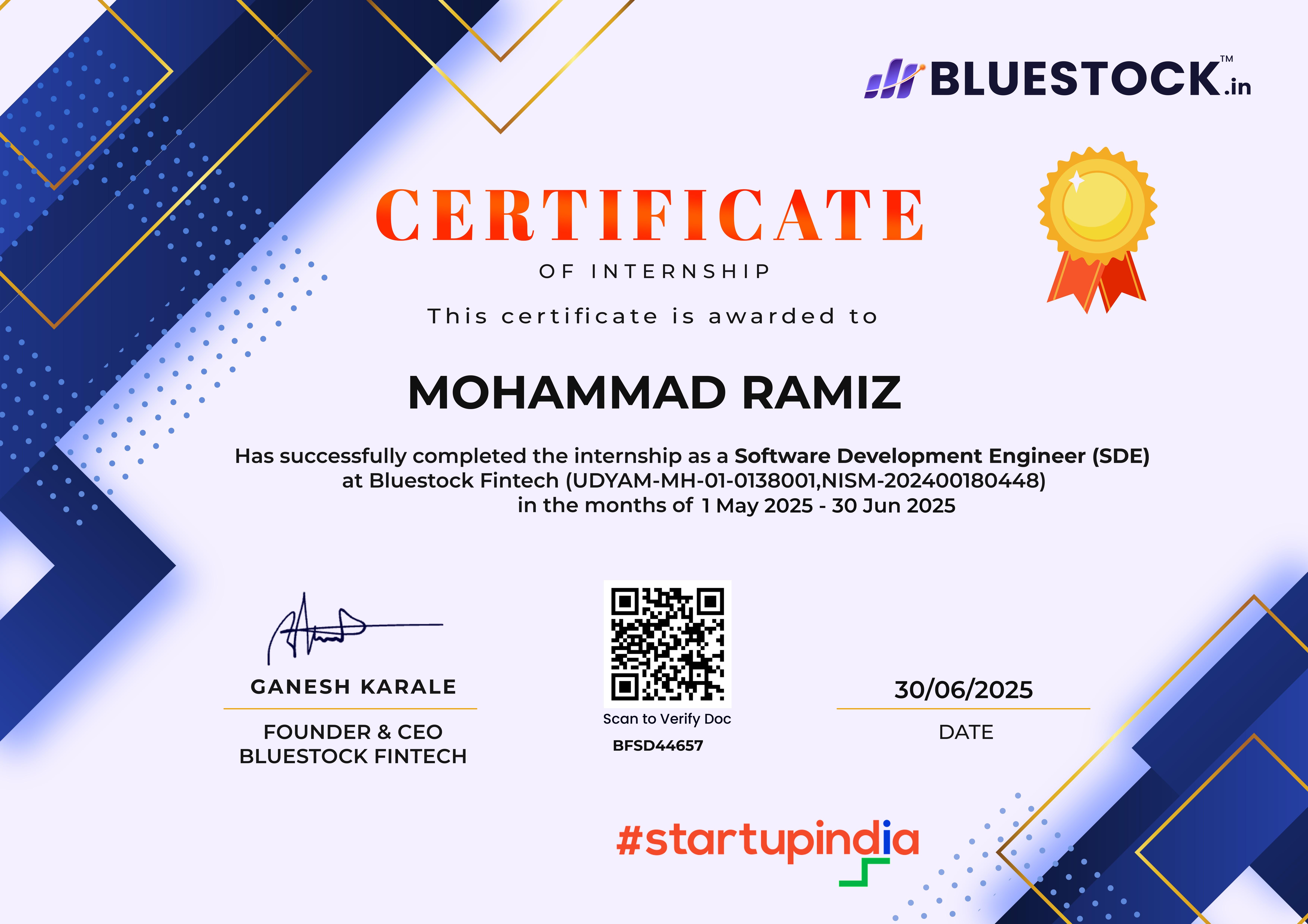 Internship - Bluestock Fintech